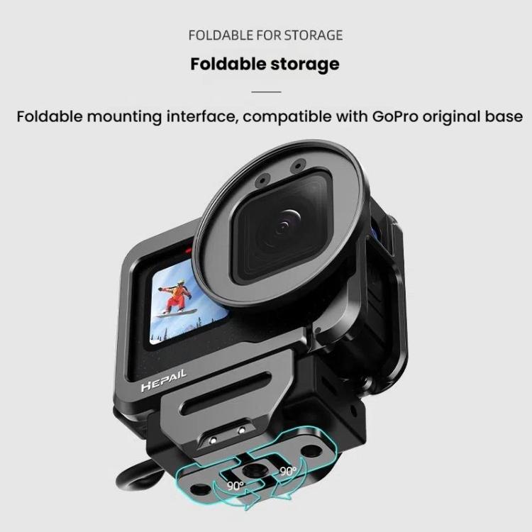 For GoPro HERO12 Black /11 Black /10 Black /9 Black HEPAIL C-G12 Metal Rabbit Cage With Dual Cold Shoe Connector - free shipping - PMC Jewellery - Order now!