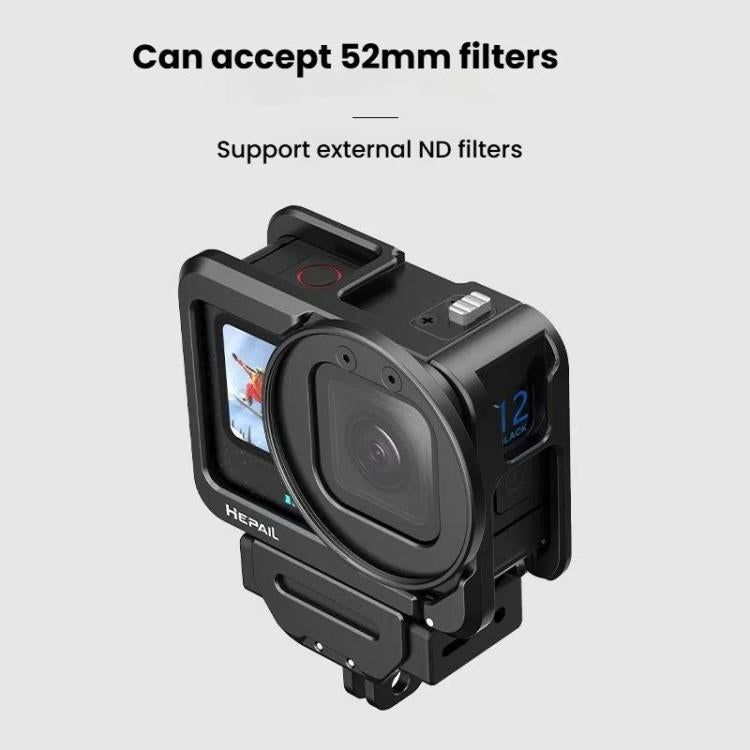 For GoPro HERO12 Black /11 Black /10 Black /9 Black HEPAIL C-G12 Metal Rabbit Cage With Dual Cold Shoe Connector - free shipping - PMC Jewellery - Order now!
