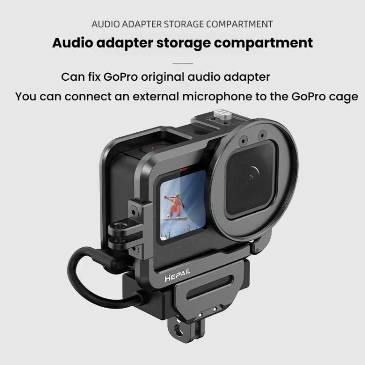 For GoPro HERO12 Black /11 Black /10 Black /9 Black HEPAIL C-G12 Metal Rabbit Cage With Dual Cold Shoe Connector - free shipping - PMC Jewellery - Order now!