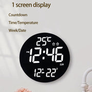 11.6-Inch White Light Wall Clock With Remote Control Multi-Functional Alarm Clock Black+Cloth
