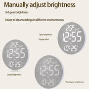 11.6-Inch White Light Wall Clock With Remote Control Multi-Functional Alarm Clock Bamboo+Cloth
