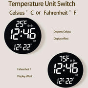 11.6-Inch White Light Wall Clock With Remote Control Multi-Functional Alarm Clock Bamboo+Black
