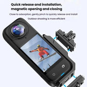 For Insta360 X4 / X3 HEPAIL AC56 Vertical Horizontal Magnetic Metal Bracket