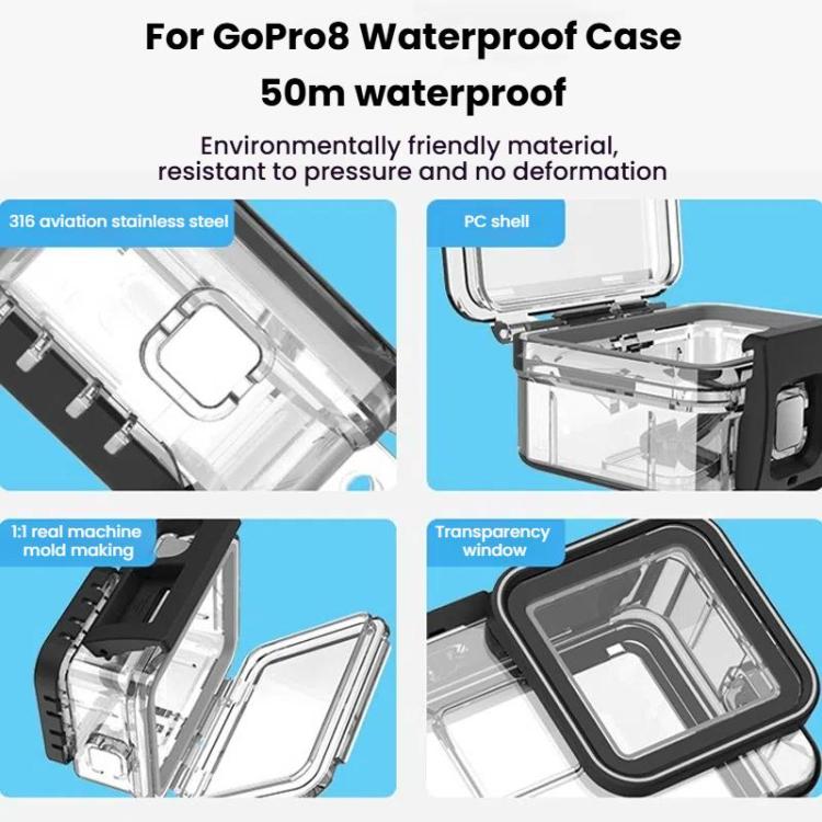 TELESIN For GoPro HERO8 Black 50m Waterproof Protective Case Diving Case Sports Camera Accessories(Transparent) - free shipping - PMC TechLife - Order now!