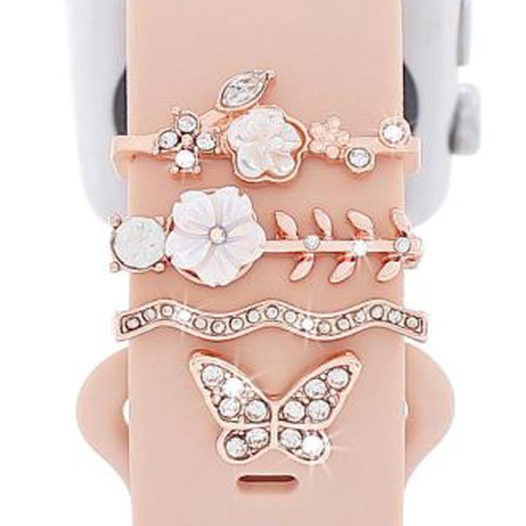 4pcs / Set 22mm Width Smart Watch Silicone Band Decorative Ring Metal Accessories(Rose Gold) - Watch Decorations by PMC TechLife | Online Shopping South Africa | PMC TechLife | Buy Now Pay Later Mobicred