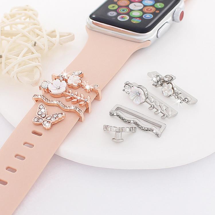 4pcs / Set 22mm Width Smart Watch Silicone Band Decorative Ring Metal Accessories(Rose Gold)