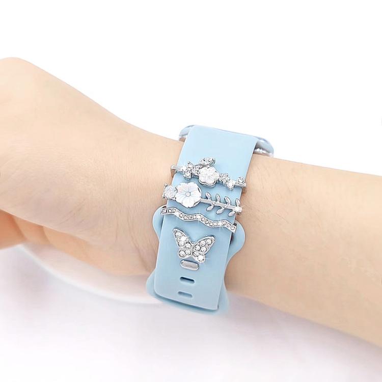 4pcs / Set 22mm Width Smart Watch Silicone Band Decorative Ring Metal Accessories(Rose Gold)