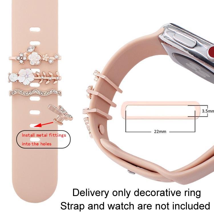 4pcs / Set 22mm Width Smart Watch Silicone Band Decorative Ring Metal Accessories(Rose Gold)