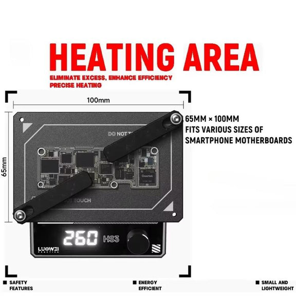 LUOWEI HS3 Universal Preheating Heating Station Layered Lamination Tinning Degumming Heating Station EU Plug