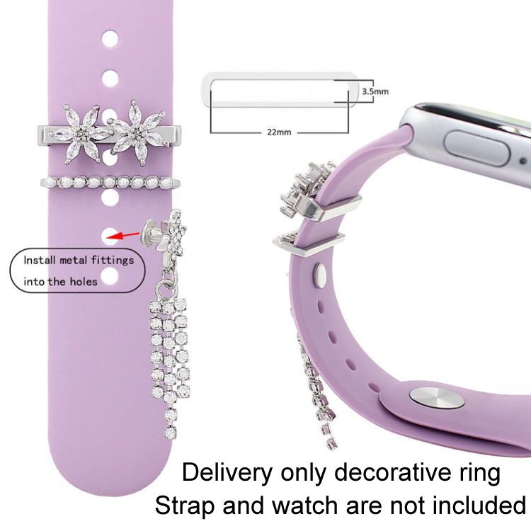 3pcs / Set 22mm Width Smart Watch Silicone Band Decorative Ring Metal Accessories, Style: 4