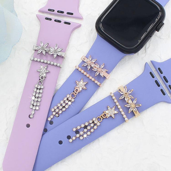 3pcs / Set 22mm Width Smart Watch Silicone Band Decorative Ring Metal Accessories, Style: 1
