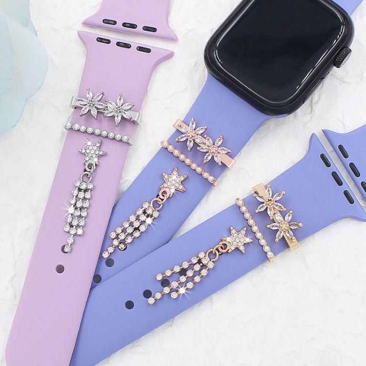 3pcs / Set 22mm Width Smart Watch Silicone Band Decorative Ring Metal Accessories, Style: 6