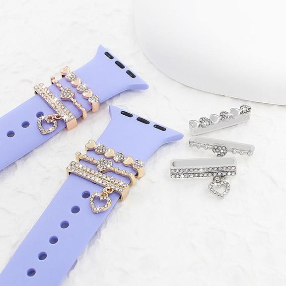 3pcs / Set 22mm Width Smart Watch Silicone Band Decorative Ring Metal Accessories, Style: 1