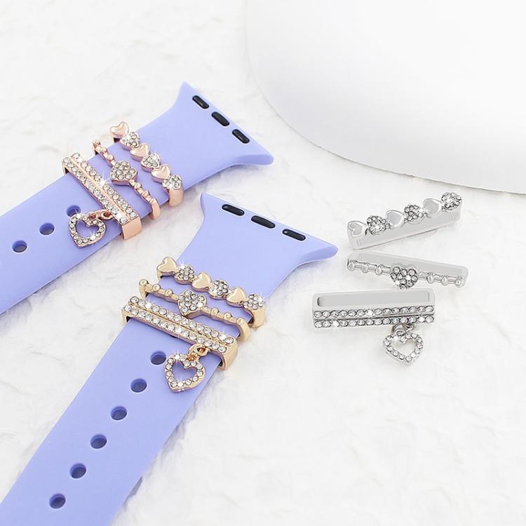 3pcs / Set 22mm Width Smart Watch Silicone Band Decorative Ring Metal Accessories, Style: 1