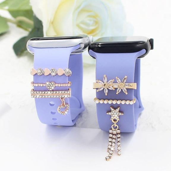 3pcs / Set 22mm Width Smart Watch Silicone Band Decorative Ring Metal Accessories, Style: 1