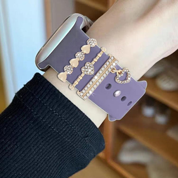 3pcs / Set 22mm Width Smart Watch Silicone Band Decorative Ring Metal Accessories, Style: 6
