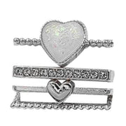 4pcs / Set 21mm Width Smart Watch Silicone Band Heart Decorative Ring Metal Accessories(Silver)