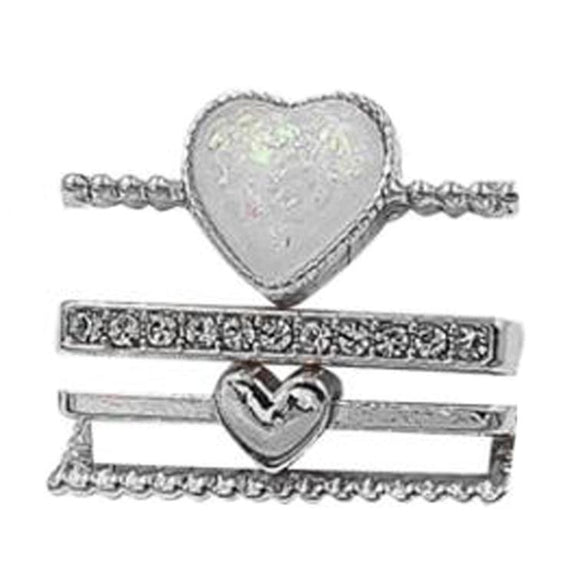 4pcs / Set 21mm Width Smart Watch Silicone Band Heart Decorative Ring Metal Accessories(Silver)