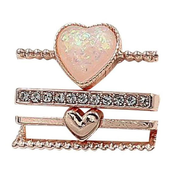 4pcs / Set 21mm Width Smart Watch Silicone Band Heart Decorative Ring Metal Accessories(Rose Gold)