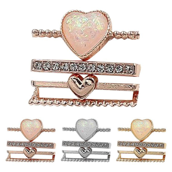 4pcs / Set 21mm Width Smart Watch Silicone Band Heart Decorative Ring Metal Accessories(Gold)