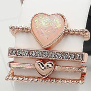 4pcs / Set 21mm Width Smart Watch Silicone Band Heart Decorative Ring Metal Accessories(Rose Gold)