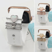 4pcs / Set 21mm Width Smart Watch Silicone Band Heart Decorative Ring Metal Accessories(Gold)