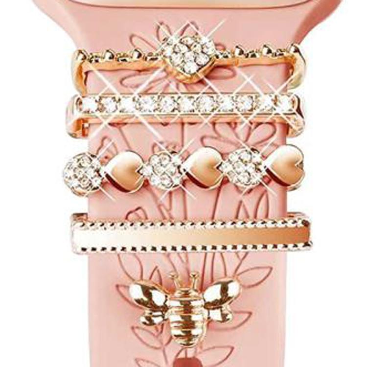 5pcs / Set 20mm Width Smart Watch Silicone Band Decorative Ring Metal Accessories, Style: Gold 1 - Watch Decorations by PMC TechLife | Online Shopping South Africa | PMC TechLife | Buy Now Pay Later Mobicred