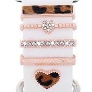 5pcs / Set 20mm Width Smart Watch Silicone Band Decorative Ring Metal Accessories, Style: Rose Gold 4