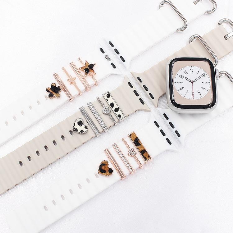 5pcs / Set 20mm Width Smart Watch Silicone Band Decorative Ring Metal Accessories, Style: Rose Gold 4