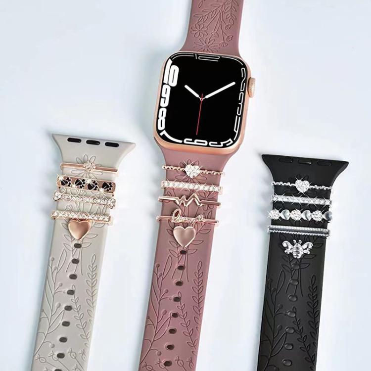 5pcs / Set 20mm Width Smart Watch Silicone Band Decorative Ring Metal Accessories, Style: Gold 1