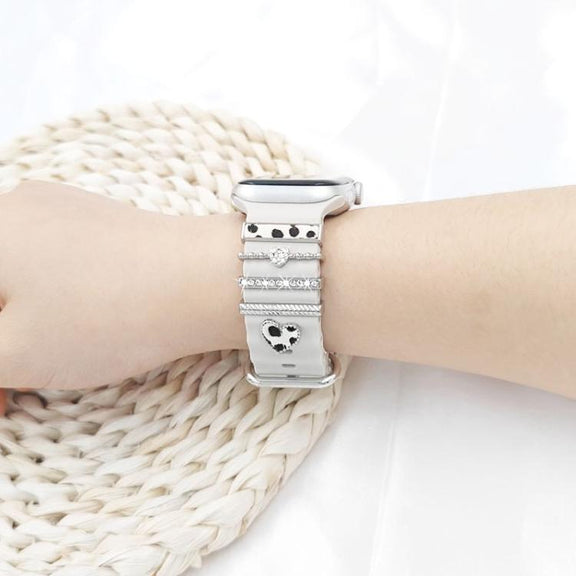 5pcs / Set 20mm Width Smart Watch Silicone Band Decorative Ring Metal Accessories, Style: Gold 1