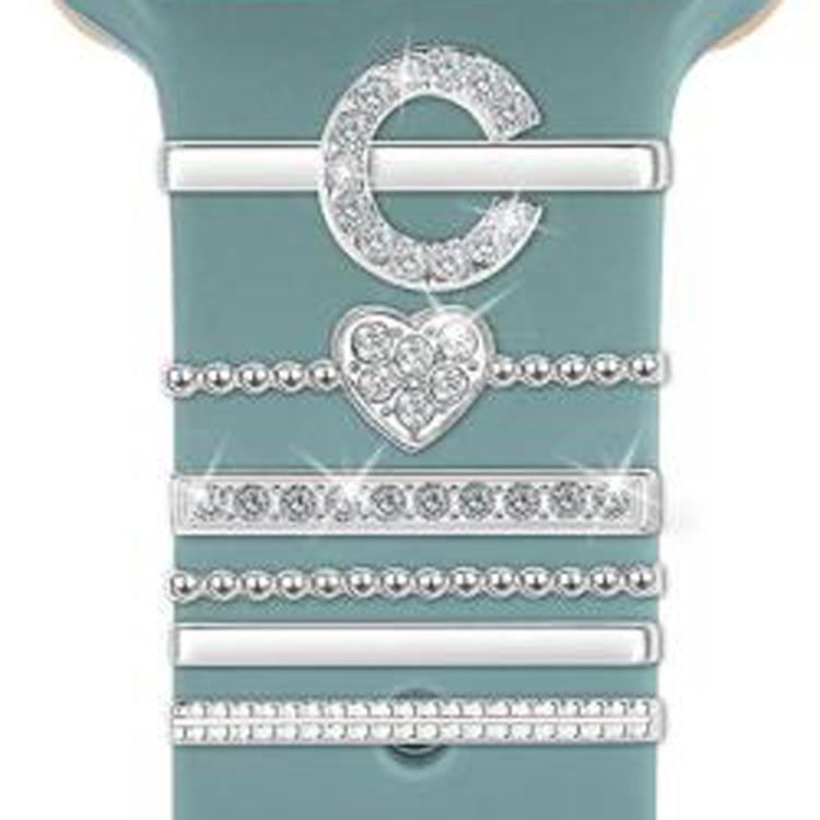 6pcs / Set Smart Watch Silicone Band Decorative Ring Metal Accessories, Size: C(Silver) - Watch Decorations by PMC TechLife | Online Shopping South Africa | PMC TechLife | Buy Now Pay Later Mobicred