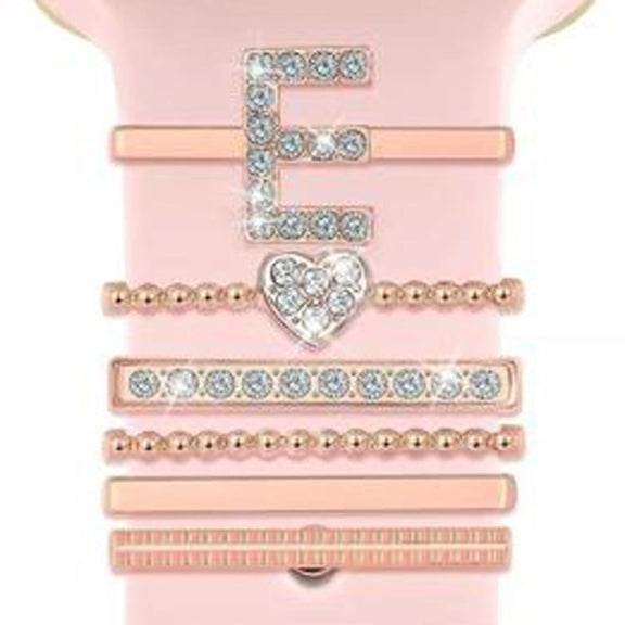 6pcs / Set Smart Watch Silicone Band Decorative Ring Metal Accessories, Size: E(Rose Gold)