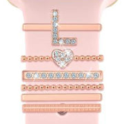 6pcs / Set Smart Watch Silicone Band Decorative Ring Metal Accessories, Size: L(Rose Gold)