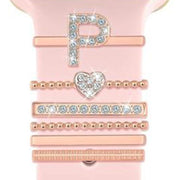 6pcs / Set Smart Watch Silicone Band Decorative Ring Metal Accessories, Size: P(Rose Gold)