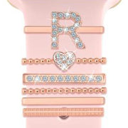 6pcs / Set Smart Watch Silicone Band Decorative Ring Metal Accessories, Size: R(Rose Gold)