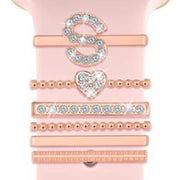 6pcs / Set Smart Watch Silicone Band Decorative Ring Metal Accessories, Size: S(Rose Gold)