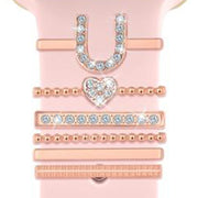 6pcs / Set Smart Watch Silicone Band Decorative Ring Metal Accessories, Size: U(Rose Gold)