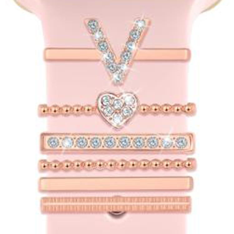 6pcs / Set Smart Watch Silicone Band Decorative Ring Metal Accessories, Size: V(Rose Gold) - Watch Decorations by PMC TechLife | Online Shopping South Africa | PMC TechLife | Buy Now Pay Later Mobicred