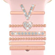6pcs / Set Smart Watch Silicone Band Decorative Ring Metal Accessories, Size: V(Rose Gold)