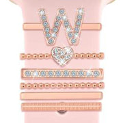 6pcs / Set Smart Watch Silicone Band Decorative Ring Metal Accessories, Size: W(Rose Gold)