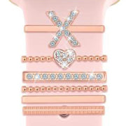 6pcs / Set Smart Watch Silicone Band Decorative Ring Metal Accessories, Size: X(Rose Gold)