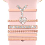 6pcs / Set Smart Watch Silicone Band Decorative Ring Metal Accessories, Size: Y(Rose Gold)
