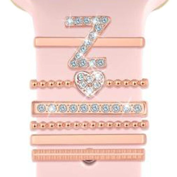 6pcs / Set Smart Watch Silicone Band Decorative Ring Metal Accessories, Size: Z(Rose Gold)