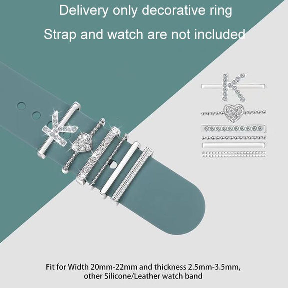 6pcs / Set Smart Watch Silicone Band Decorative Ring Metal Accessories, Size: P(Silver)