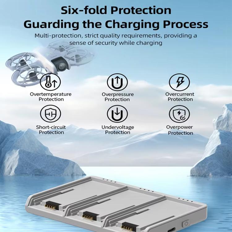 For DJI Neo Battery LKTOP Three-Way Charger 65W Fast Charging Hub(Gray) - free shipping - PMC Jewellery - Order now!
