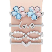 4pcs / Set 22mm Width Smart Watch Silicone Band Decorative Ring Metal Accessories(Flower Silver)