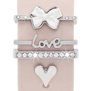 4pcs / Set 22mm Width Smart Watch Silicone Band Decorative Ring Metal Accessories(Love Heart Silver)