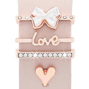4pcs / Set 22mm Width Smart Watch Silicone Band Decorative Ring Metal Accessories(Love Heart Rose Gold)