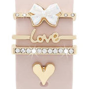 4pcs / Set 22mm Width Smart Watch Silicone Band Decorative Ring Metal Accessories(Love Heart Gold)